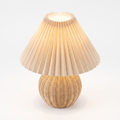 Rattan Plissee-Nachttischlampe - Vogelperspektive